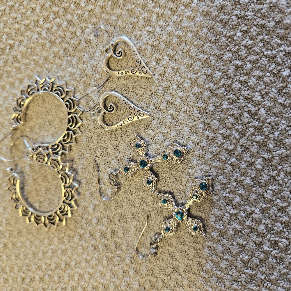 3 Pair Elegant Silver Earrings Sets